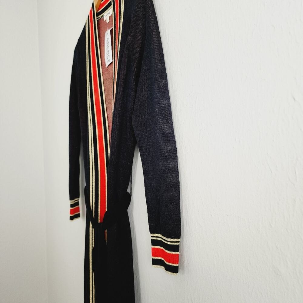 L'Agence Cleo Pur Amour Rose Intarsia Knit Belted Maxi Duster Cardigan XS NWT - Picture 6 of 12